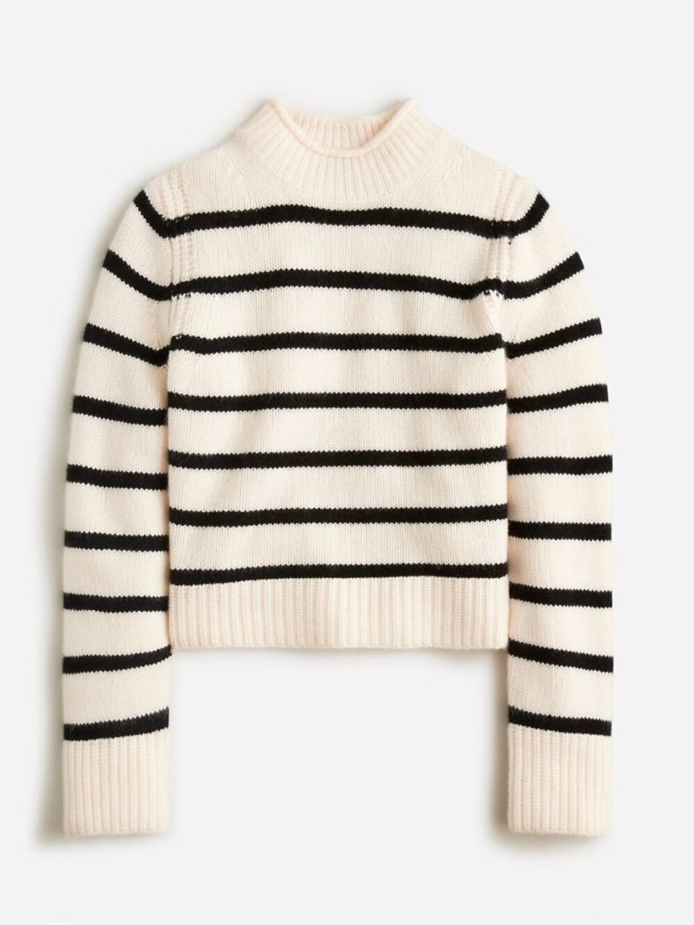 J. Crew Cashmere Rollneck™ sweater in Cream and Black Striped Crewneck Sweater